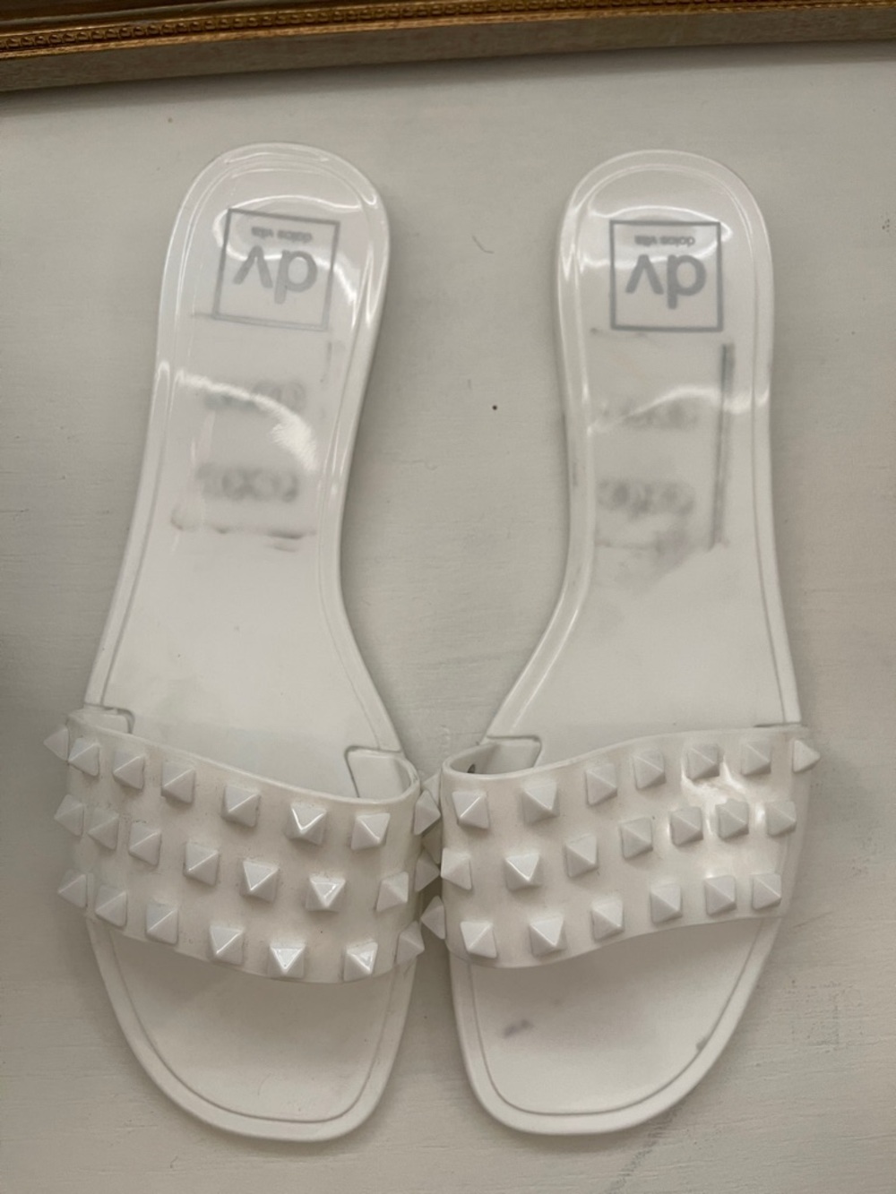 DV by Dolce Vita White Studded Slide Sandals